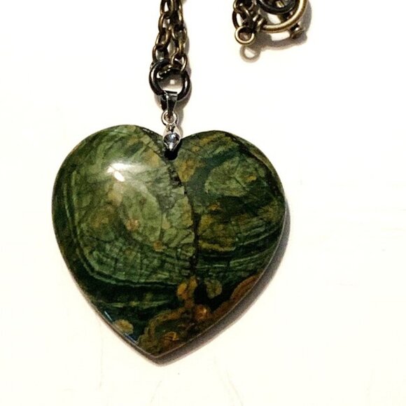 Ocean Jasper Heart Pendant Necklace – Renewal, Joy & Emotional Flow - Picture 3 of 6